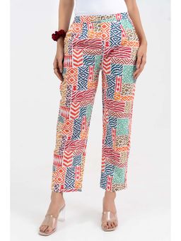 GulaboSitabo - Abstract Printed Multicolour Broad Fit Pure Cotton Pant