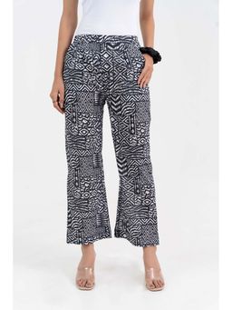 GulaboSitabo - Abstract Printed Black Broad Fit Pure Cotton Pant