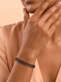 925 SILLER - Black Stones Silver Jewellery Bracelet