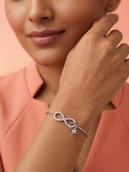 925 SILLER - White Stones Silver Jewellery Bracelet