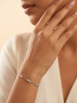925 SILLER - White Stones Silver Jewellery Bracelet