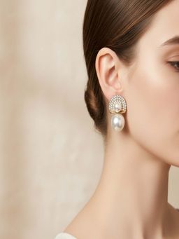 JEWELZ - White Pearl Western Pair Of Earrings