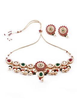 Odette - Red Stones Traditional Jewellery Set