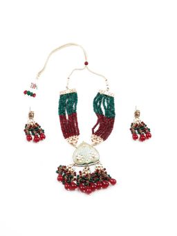 Odette - Red Stones Traditional Jewellery Set