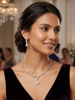 Accessher - White Stones Traditional Jewellery Set