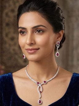 Accessher - Red Stones Traditional Jewellery Set