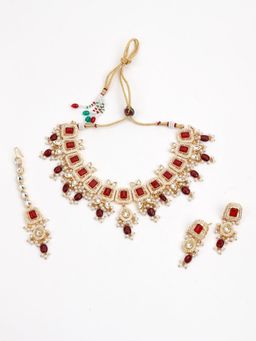 Odette - Red Stones Traditional Jewellery Set