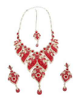 Odette - Red Stones Traditional Jewellery Set