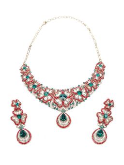 Odette - Red Stones Traditional Jewellery Set