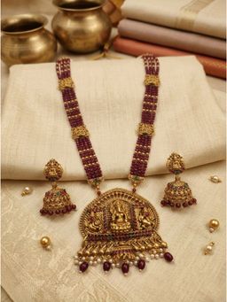 STILEADDA - Maroon Temple Traditional Jewellery Set