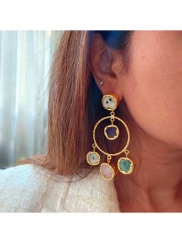 TAAHIRA JEWELLERY - Multi-Color Stones Traditional Pair Of Earrings
