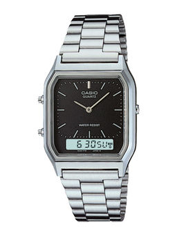 Casio - Vintage AQ-230A-1DHDF Black Analog-Digital Dial Silver Stainless Steel Band Ad01