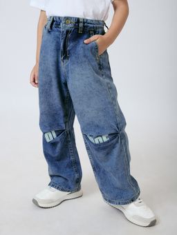 Hopscotch - Blue Cut and Sew Relaxed Jeans