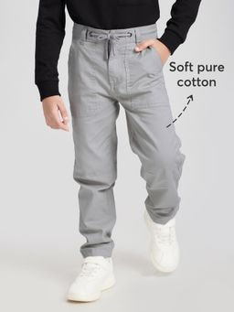 Hopscotch - Grey Pure Cotton Utility Cargo Trouser