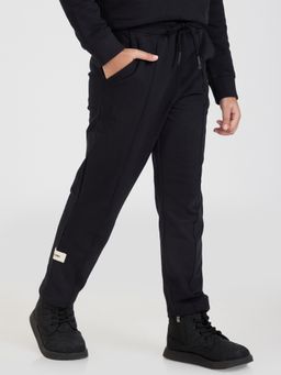 Hopscotch - Black Pure Cotton Tapered Track pant