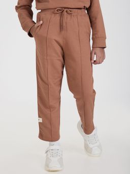 Hopscotch - Brown Pure Cotton Tapered Track pant