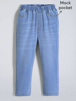 Hopscotch - Blue Flared Hem Elasticated Skinny Denim Jeans