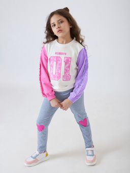 Hopscotch - Multi-Color Numeric Ruffled Sweatshirt and Leggings
