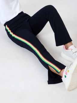 Hopscotch - Navy Blue Striped Flared Trouser