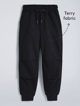 Hopscotch - Black Balloon Fit Ribbed Terry Joggers