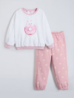 Hopscotch - Pink Kitty Print Sweatshirt and Joggers