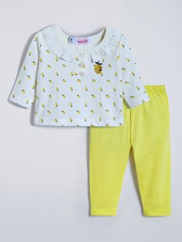 Hopscotch - White Fruit Embroidered To and Pant