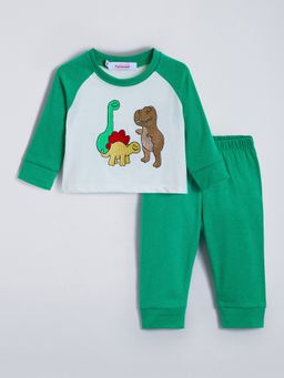 Hopscotch - Green Dino Embroidered Sweatshirt and Joggers
