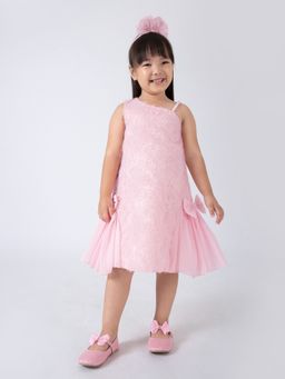 Hopscotch - Pink Beaded Strap Party Dress with Headband