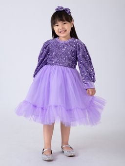 Hopscotch - Purple Sequenced Party Dress with Headband