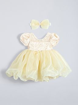 Hopscotch - Yellow Balloon Hem Party Dress with Headband