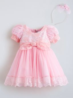 Hopscotch - Pink Bow Applique Party Dress