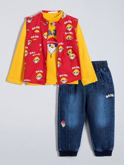 Hopscotch - Multi-Color Bird Cotton Sweatshirt and Jogger with Jacket