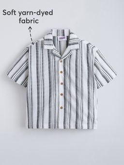 Hopscotch - White Cotton Striped Shirt