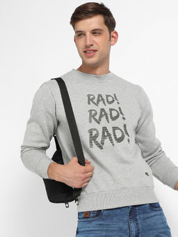 Campus Sutra - Mens Light Grey Rad Pullover Sweatshirt