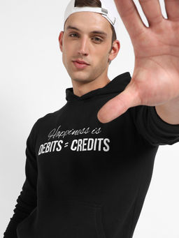 Campus Sutra - Mens Black Happiness Is Hoodie with Kangaroo Pocket