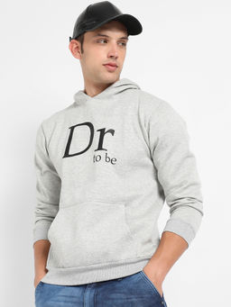 Campus Sutra - Mens Light Grey Dr. To Be Hoodie with Kangaroo Pocket
