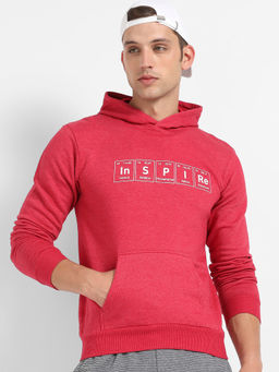 Campus Sutra - Mens Red Inspire Hoodie with Kangaroo Pocket