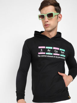 Campus Sutra - Mens Black Sarcasm Hoodie with Kangaroo Pocket