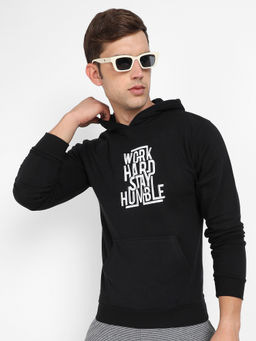 Campus Sutra - Mens Black Work Hard Stay Humble Hoodie