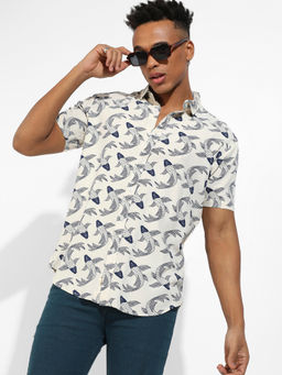 Campus Sutra - Mens Fish Print Button Up Shirt