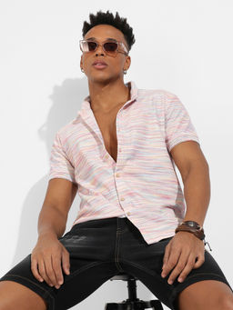 Campus Sutra - Mens Multi-Color Honeycomb Knit Shirt