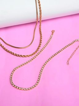 Lilly & Sparkle - Gold-Plated Set of 3 Layered Necklace with Crystal Chain