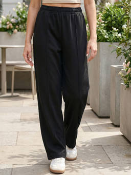 Bewakoof - Jet Black Wide Leg Track Pant
