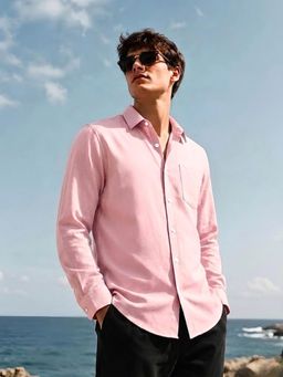 TAHVO - Solid Pink Regular Fit Shirt for Men