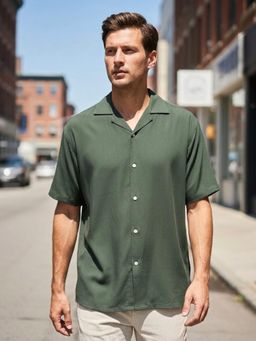 TAHVO - Bottle Green Regular Fit Shirt for Men