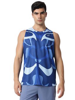 ASICS - Men's Blue Polyester Sports Tank Top