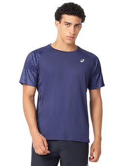 ASICS - Men's Blue Polyester Sports T-Shirt