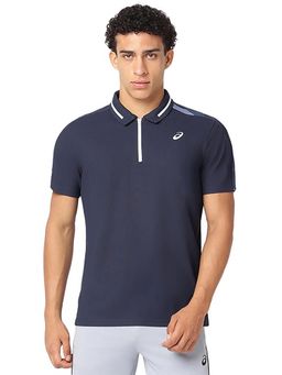 ASICS - Men's Blue Polyester Sports Polo T-Shirt