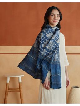 Fabindia - Indigo Silk Symphony Hand Block Printed Stole