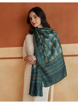Fabindia - Green Silk Symphony Hand Block Printed Stole